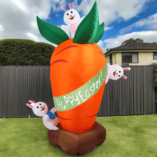 Giant Carrot with Funny Bunnies Inflatable - 180cm