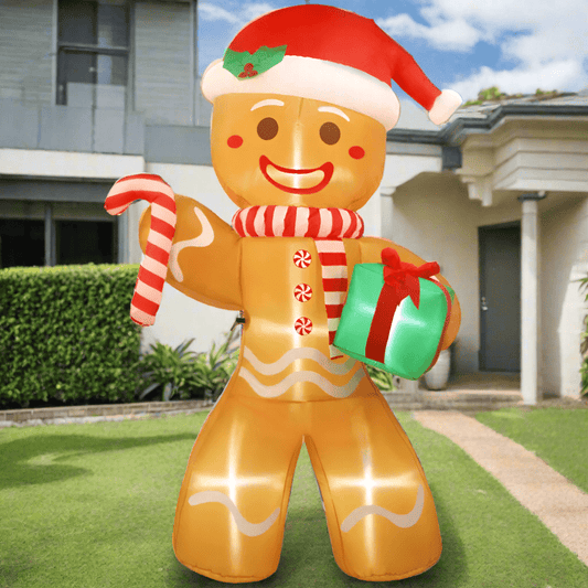 Giant Gingerbread Man with Gift Inflatable - 240cm