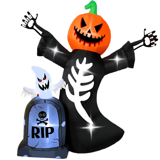 Giant Halloween Inflatable with Pumpkin, Skeleton and Ghost – 240cm