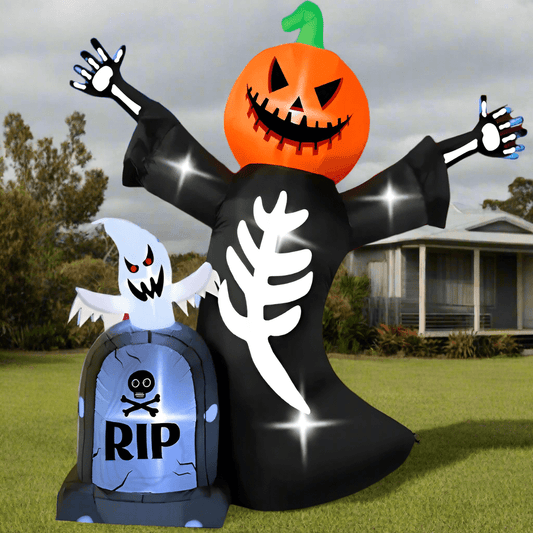 Giant Halloween Inflatable with Pumpkin, Skeleton and Ghost – 240cm