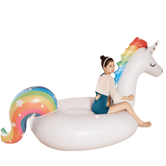 Giant Inflatable Unicorn Pool Float – Ride - On Rainbow Animal Float - 260cm