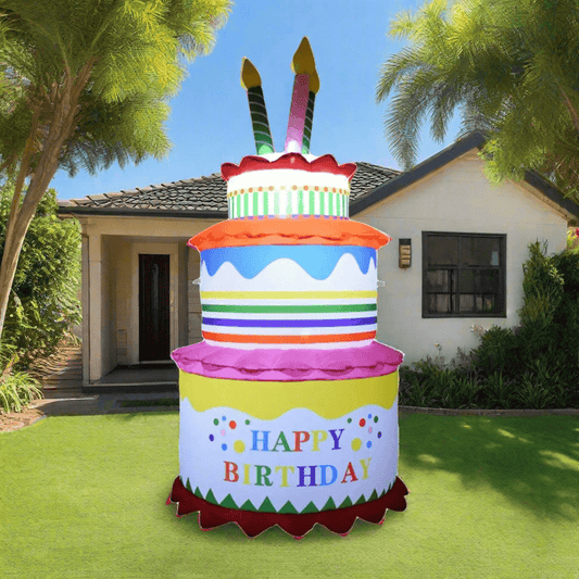 Giant Rainbow Birthday Cake Inflatable - 180cm