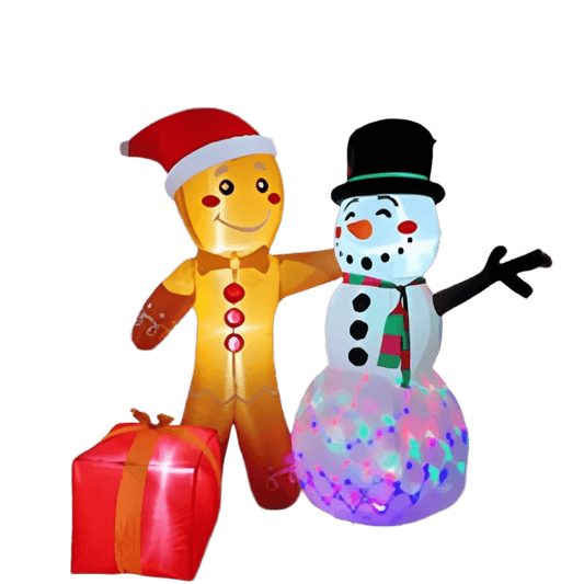 Gingerbread and Snowman Friends Inflatable - 200cm