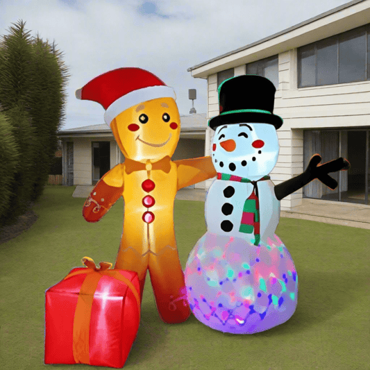 Gingerbread and Snowman Friends Inflatable - 200cm