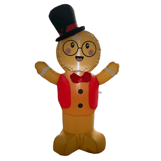 Gingerbread Boy Bear with Candy Cane Inflatable - 150cm