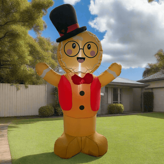 Gingerbread Boy Bear with Candy Cane Inflatable - 150cm