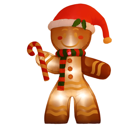 Gingerbread Man with Candy Cane Inflatable - 250cm