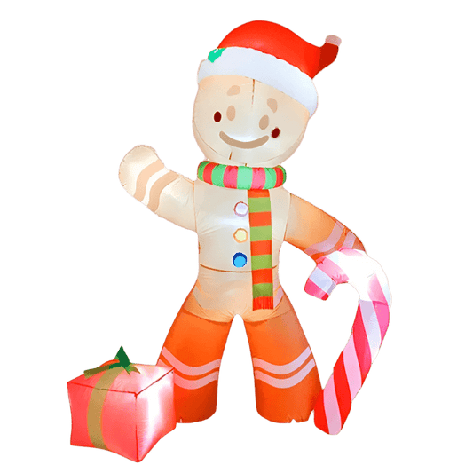 Gingerbread Man Candy Cane and Presents Inflatable - 240cm