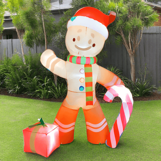 Gingerbread Man Candy Cane and Presents Inflatable - 240cm