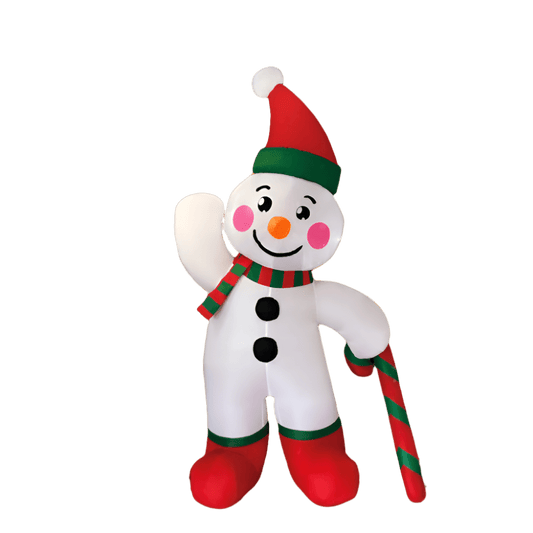 Gingerbread Snowman with Candy Cane Inflatable - 180cm