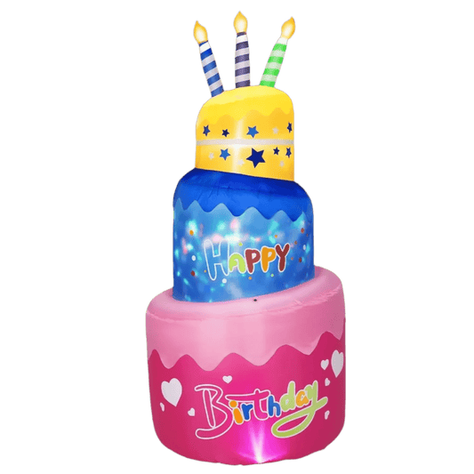 Glowing Birthday Cake and Three Candles Inflatable - 180cm