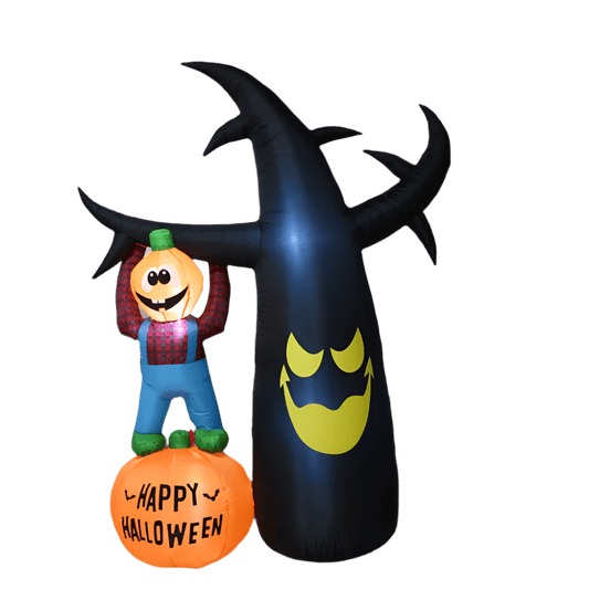 Glowing Pumpkin Character & Happy Horror Tree Inflatable - 240cm