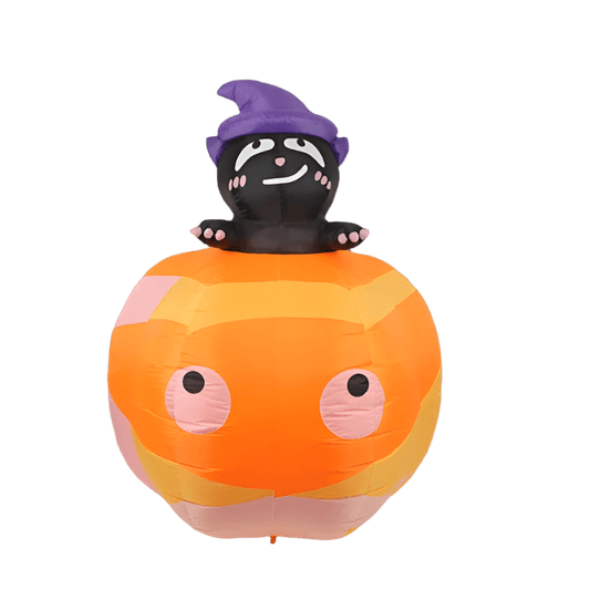 Halloween Black Cat Sitting on Pumpkin - 180cm