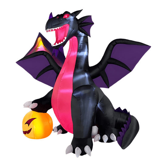 Halloween Black Dragon with Pumpkin Head Inflatable - 240cm