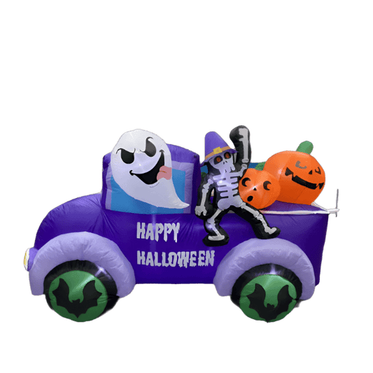 Halloween Car with Skeleton and Ghost Inflatable - 250cm