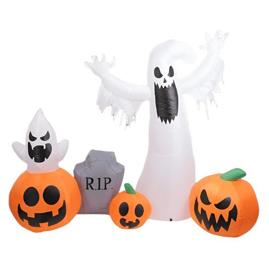 Halloween Ghost with Pumpkins & Gravestone Inflatable – 230cm