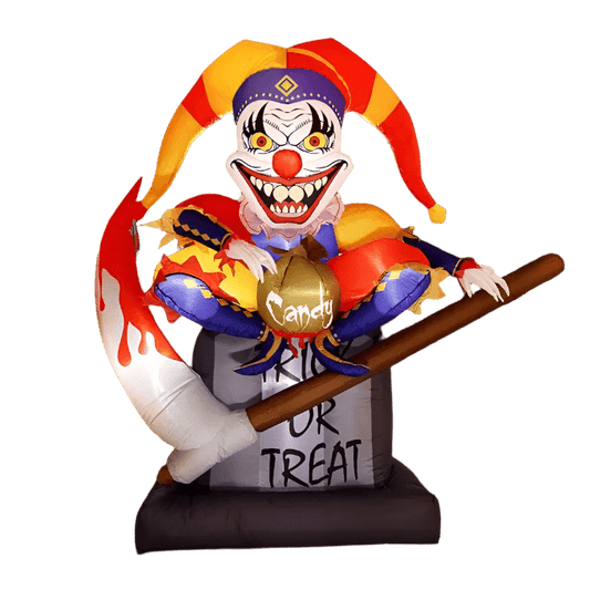 Halloween Inflatable Clown Tombstone with LED Lights - 180cm