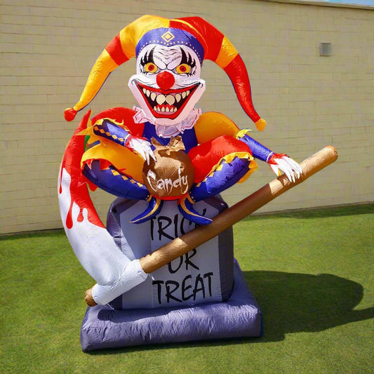 Halloween Inflatable Clown Tombstone with LED Lights - 180cm