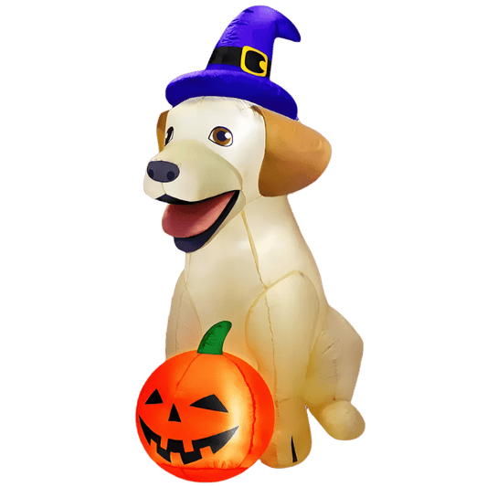 Halloween Inflatable Dog with Witch Hat and LED Lights - 200cm (2.0m)