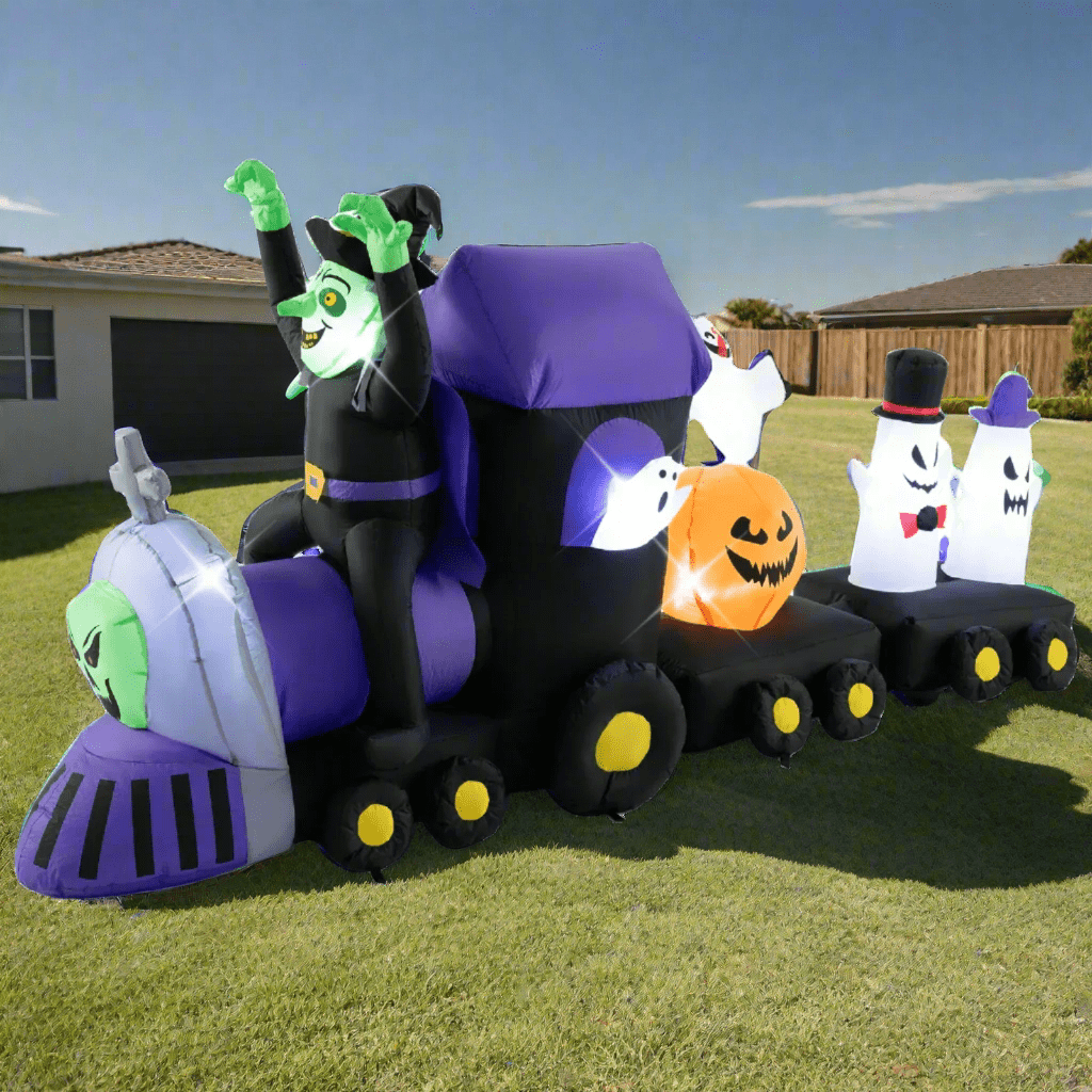 Halloween Witch Ghost Pumpkin Train Inflatable - 250cm