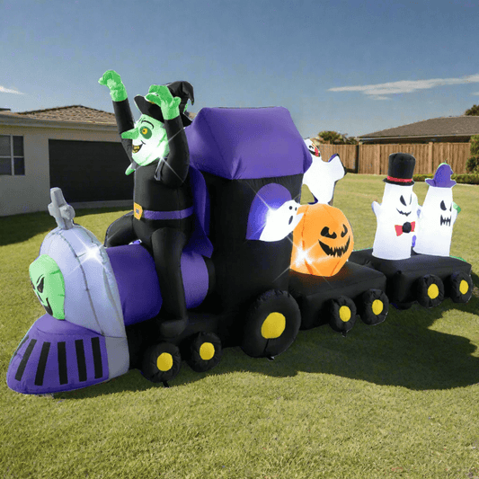 Halloween Witch Ghost Pumpkin Train Inflatable - 250cm
