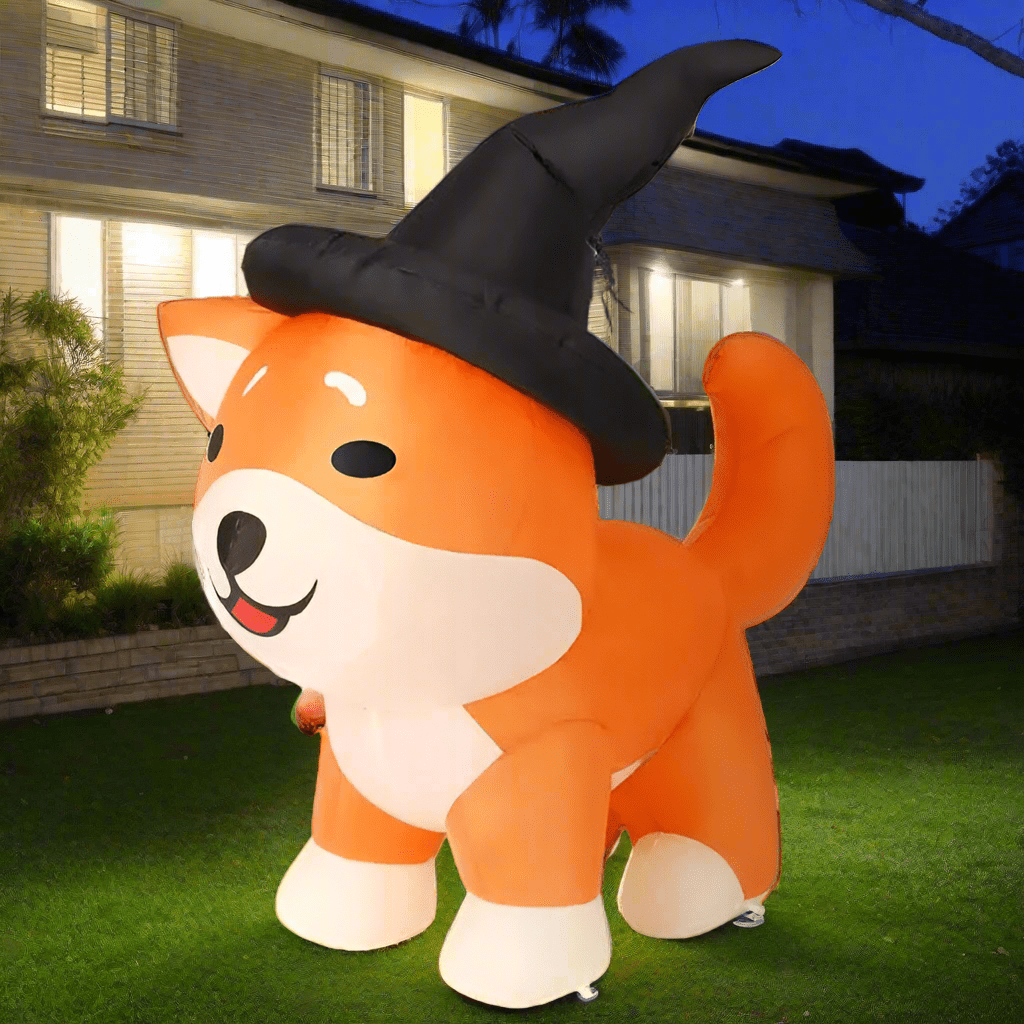 Halloween Pug in Witch Hat Inflatable - 150cm
