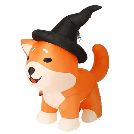 Halloween Pug in Witch Hat Inflatable - 150cm