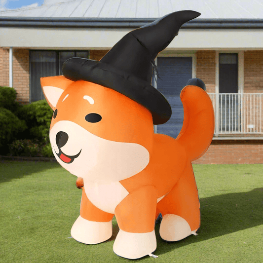 Halloween Pug in Witch Hat Inflatable - 150cm