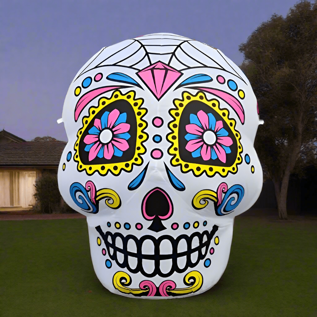 Halloween Sugar Skull Head Inflatable - 100cm