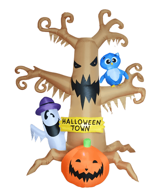 Halloween Tree with Ghost, Pumpkin and Owl Inflatable - 200cm