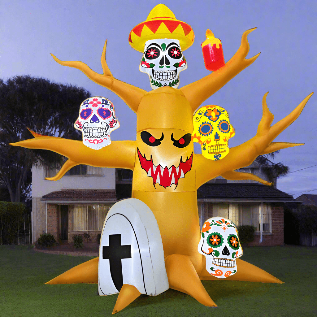 Halloween Tree with Skulls and Candle Inflatable – 240cm