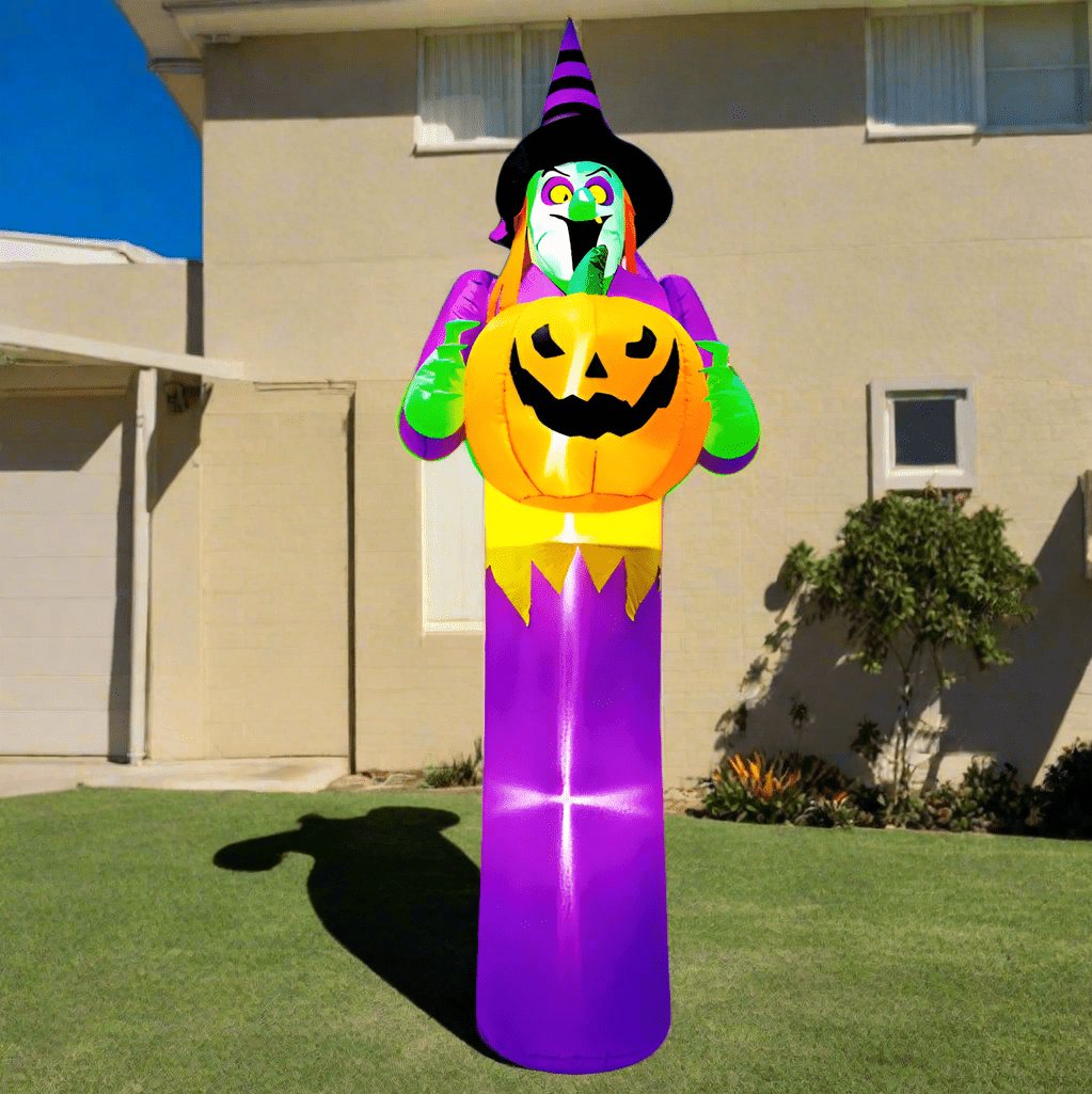 Towering Witch holding Pumpkin Inflatable - 200cm