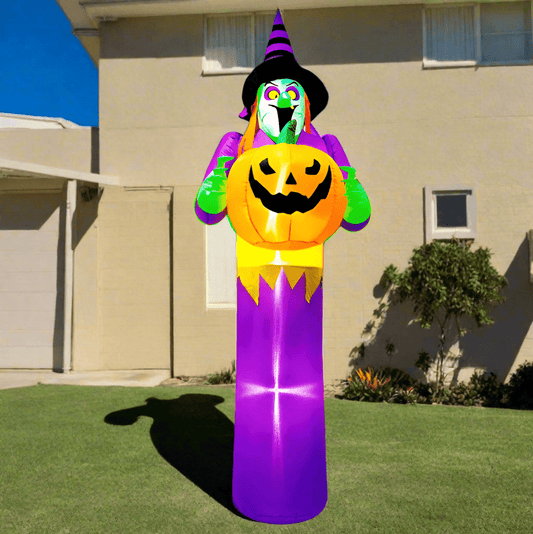 Towering Witch holding Pumpkin Inflatable - 200cm