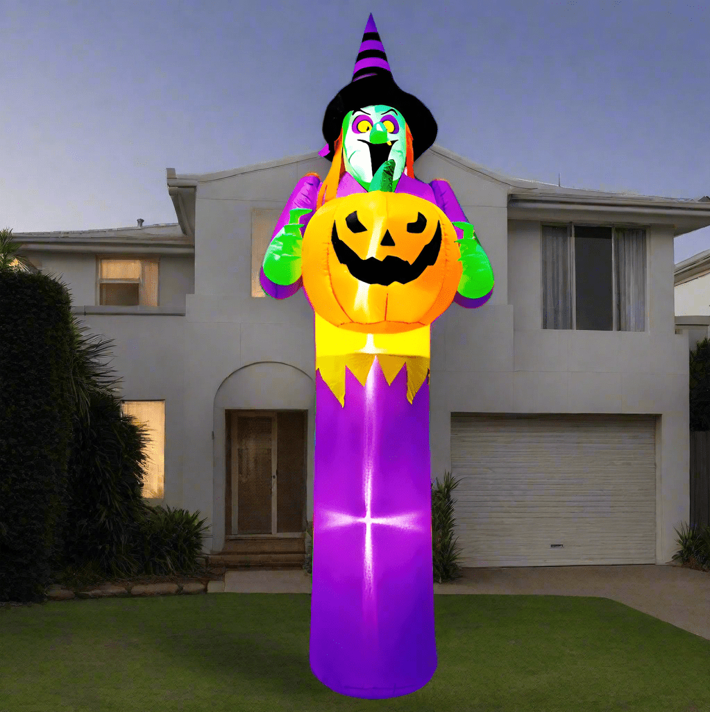 Towering Witch holding Pumpkin Inflatable - 200cm