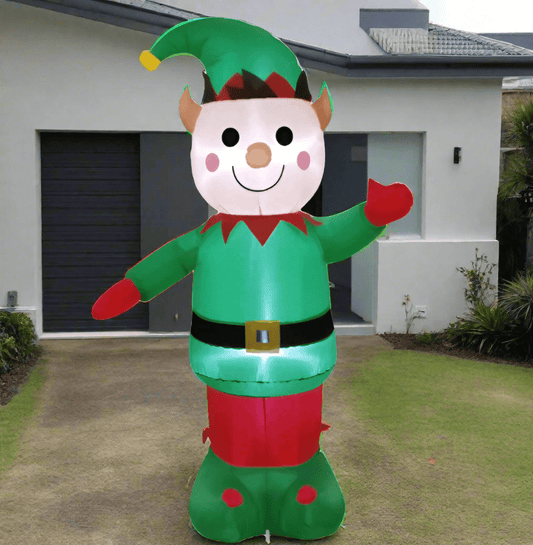 Happy Christmas Elf with Hat Inflatable - 150cm