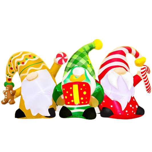 Happy Christmas Gnome Trio Inflatable - 180cm
