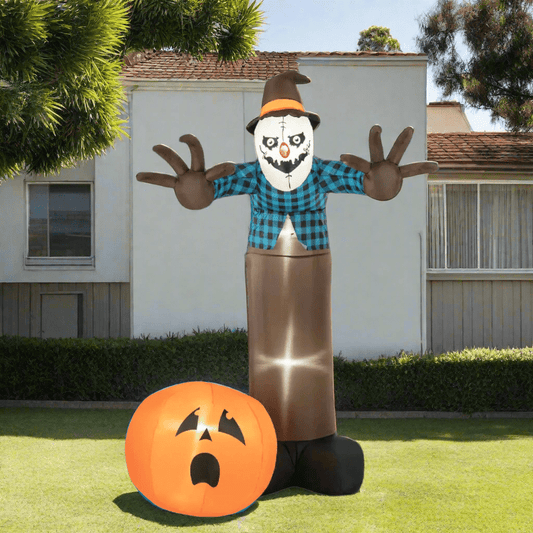 Haunted Clawed Scarecrow with Pumpkin - 210cm