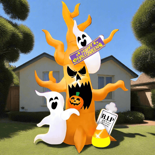 Haunted Ghost Tree with Pumpkins Inflatable - 240cm