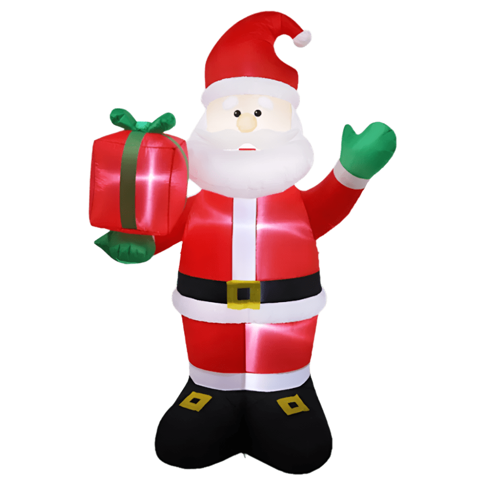 Huge Festive Santa Holding Present Inflatable - 240cm