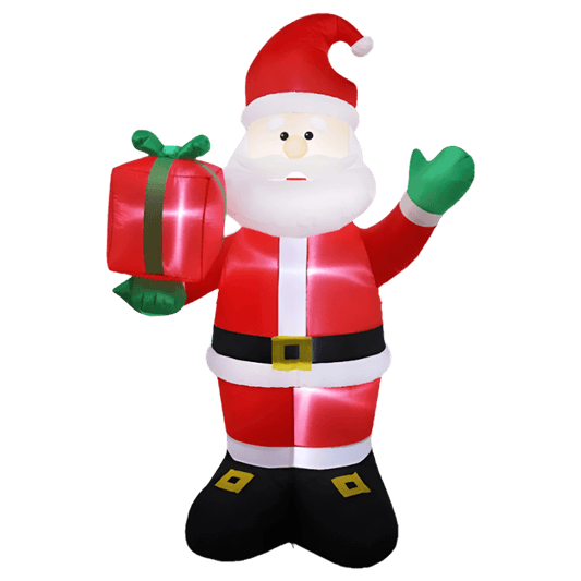 Huge Festive Santa Holding Present Inflatable - 240cm
