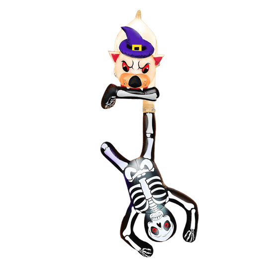 Hungry Dog Holding Skeleton Inflatable - 240cm