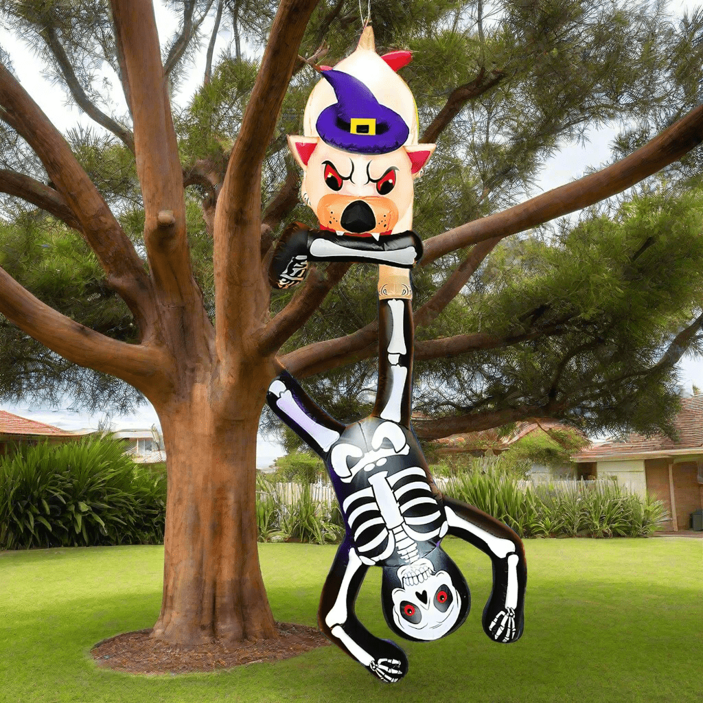 Hungry Dog Holding Skeleton Inflatable - 240cm