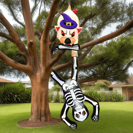 Hungry Dog Holding Skeleton Inflatable - 240cm