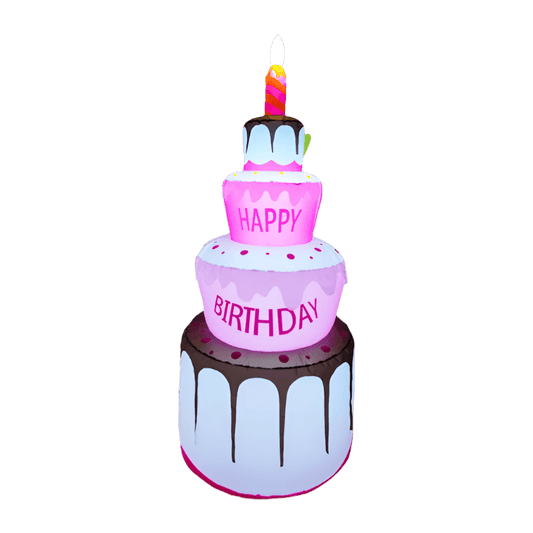 Inflatable Birthday Cake 180cm - Giant Chocolate Cake Decoration with LED Lights