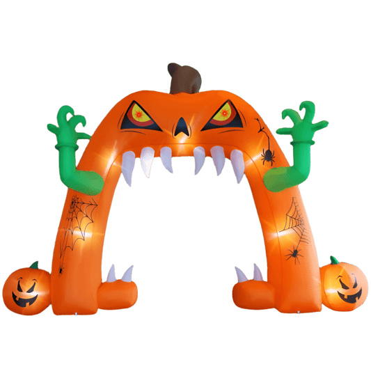 Lighted Pumpkin with Teeth Archway Inflatable - 400cm