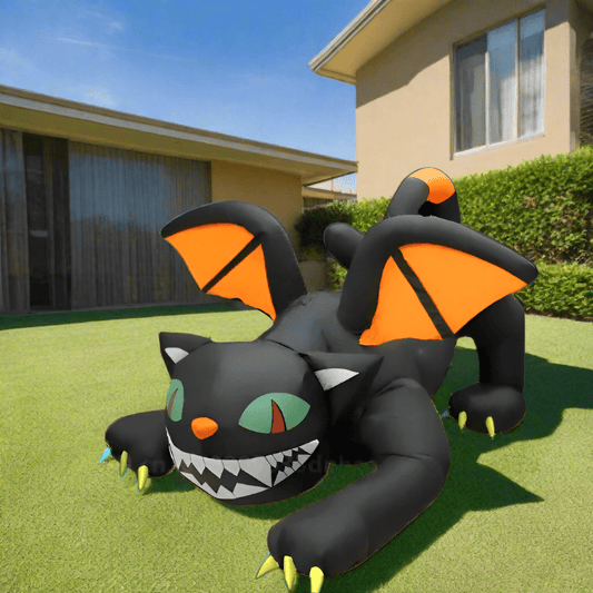 Inflatable Pouncing Winged Black Cat - 180cm