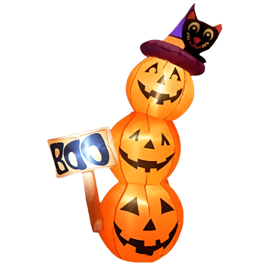 Inflatable Pumpkin Trio with Black Cat Hat - 160cm