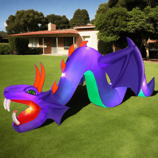 Inflatable purple dragon with LED lights - 360cm