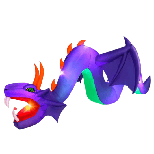 Inflatable purple dragon with LED lights - 360cm
