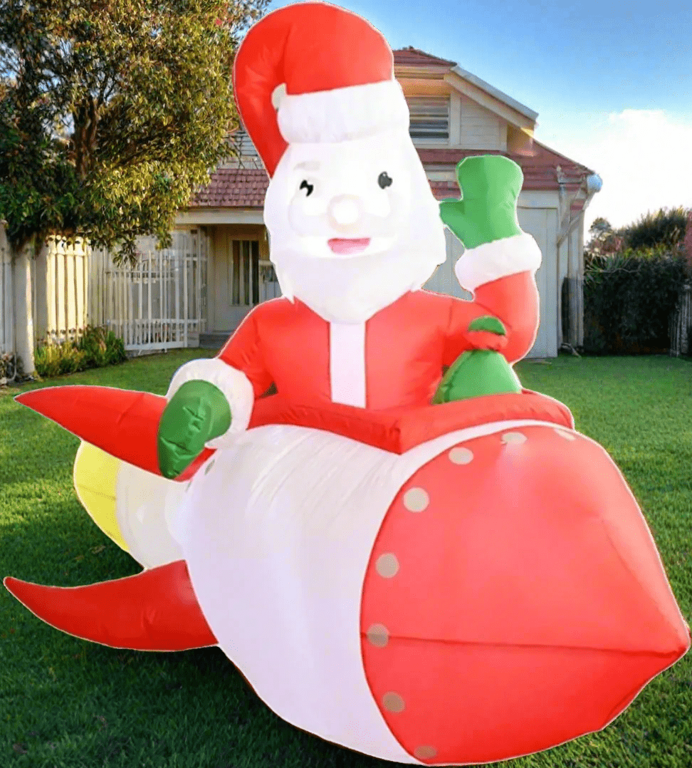 Inflatable Santa on Rocket Plane Inflatable - 180cm